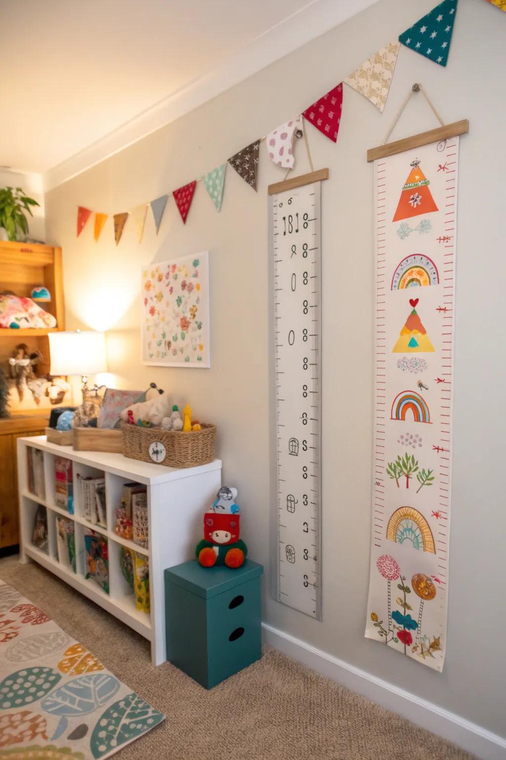 Tailored growth gauges monitor growth while imparting a tailored element.