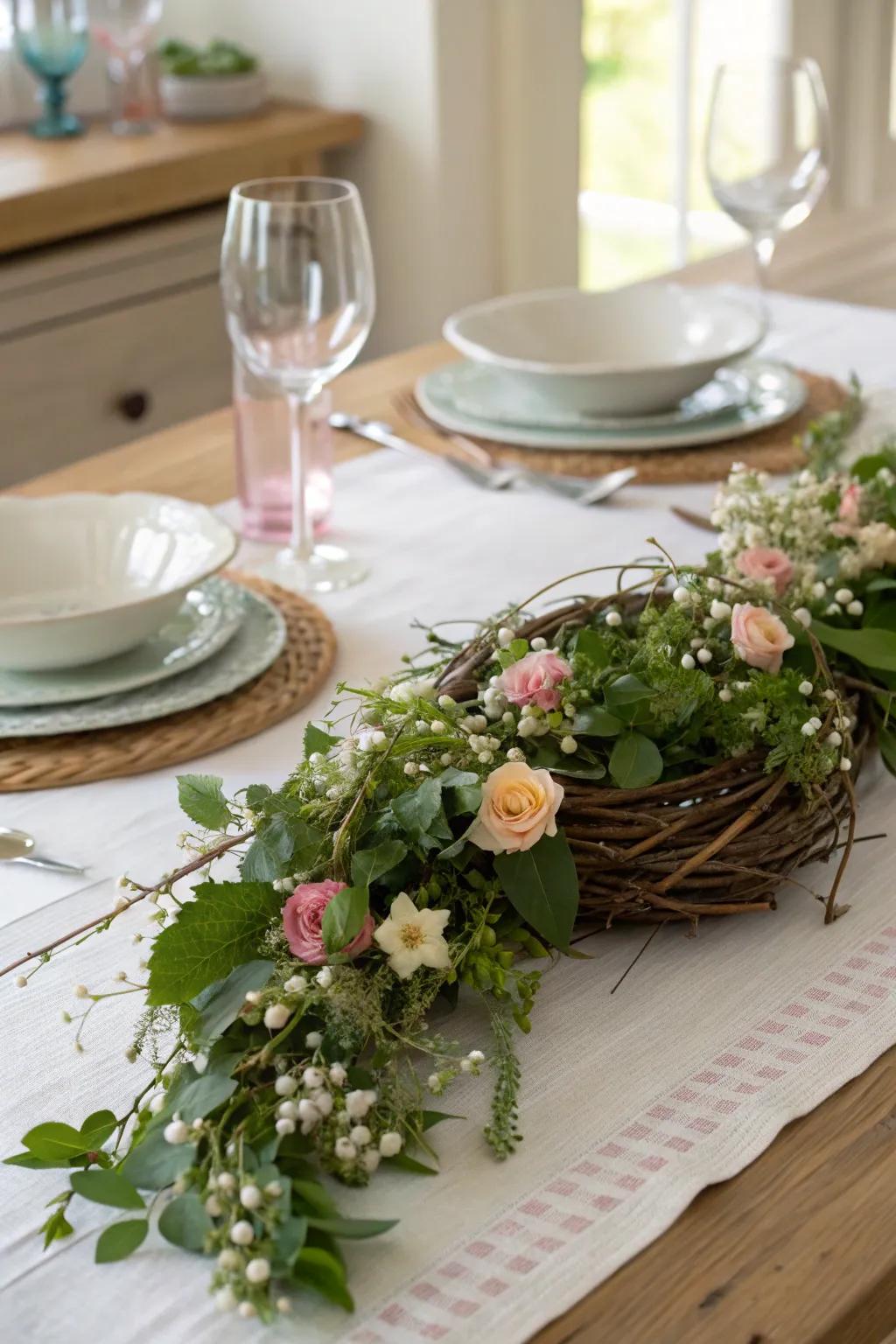 A grapevine garland includes natural texture and beauty.