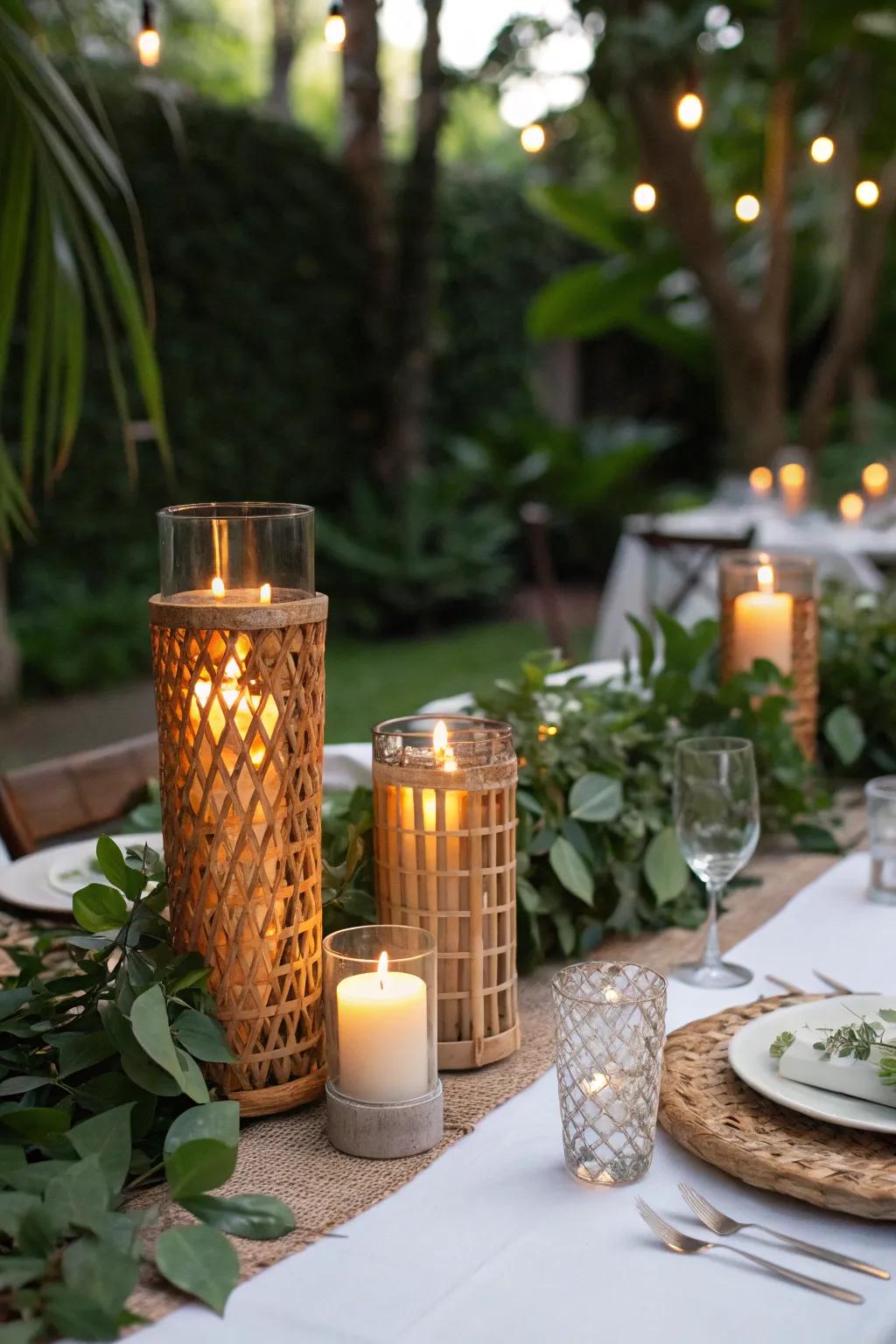 Eco-conscious light fixtures infusing sustainable presentation to the decoration.