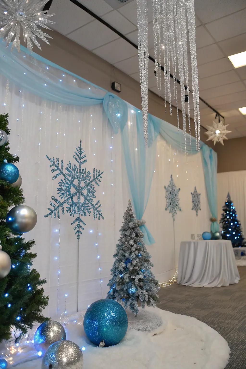 An enchanting Shimmering Ice Mass aesthetic featuring azure and argent tinges.