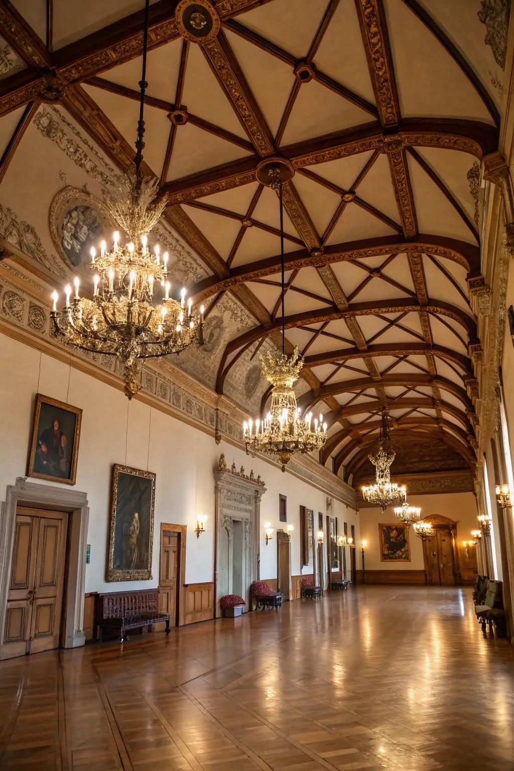 Ornamental trusses enhance architectural appeal.