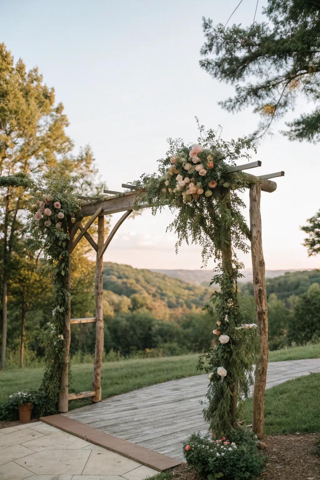 An earth-conscious arch crafted from sustainable materials.