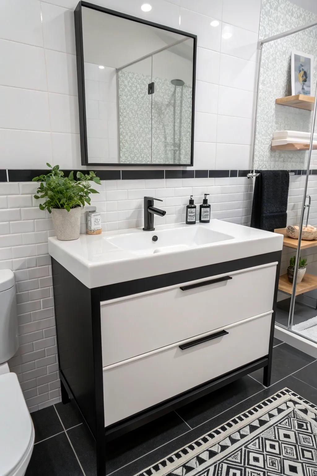 Embrace minimalism using a refined contemporary vanity.