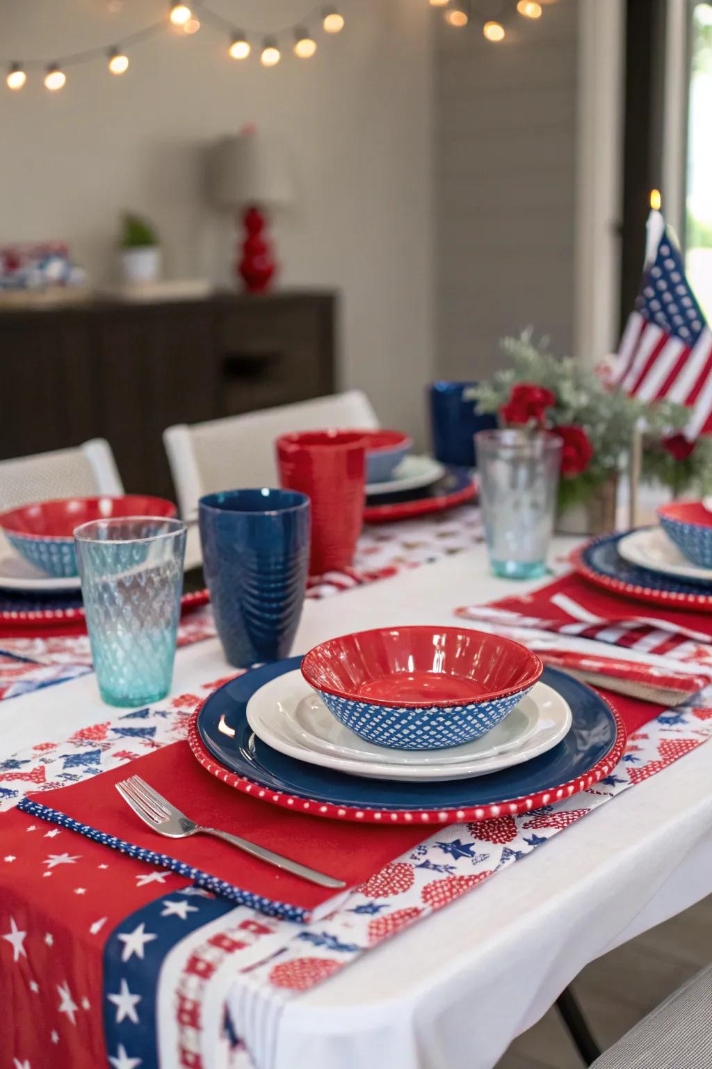 Dress your table with red, white, and blue for a festive feast.
