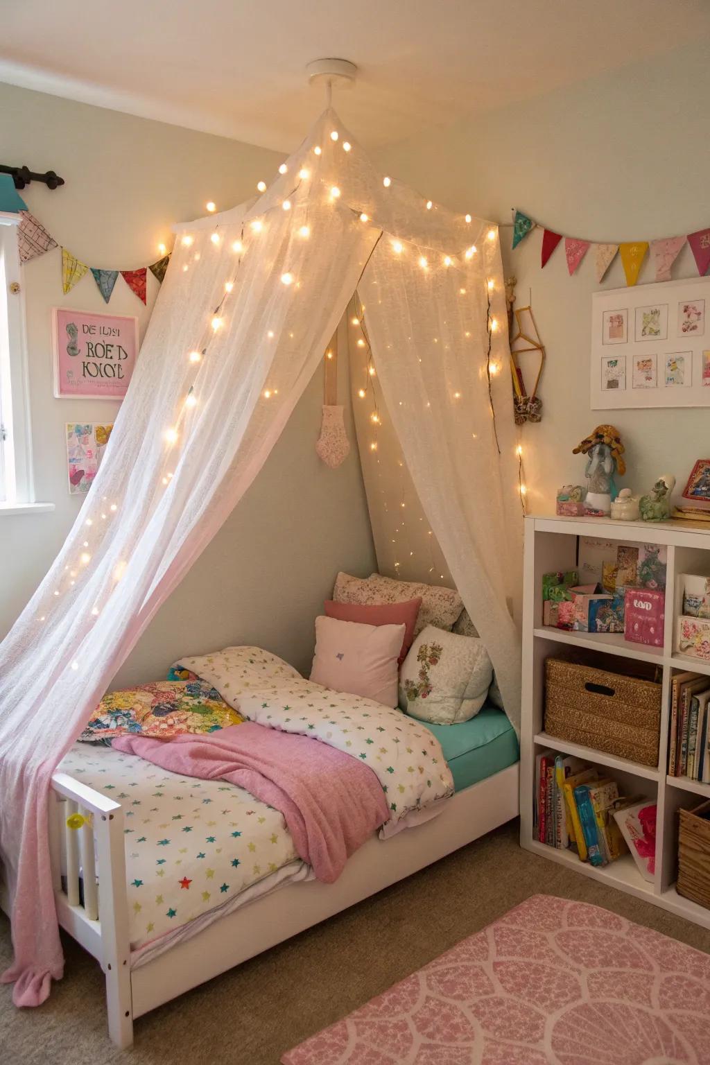 A whimsical canopy bed that makes bedtime a magical adventure.