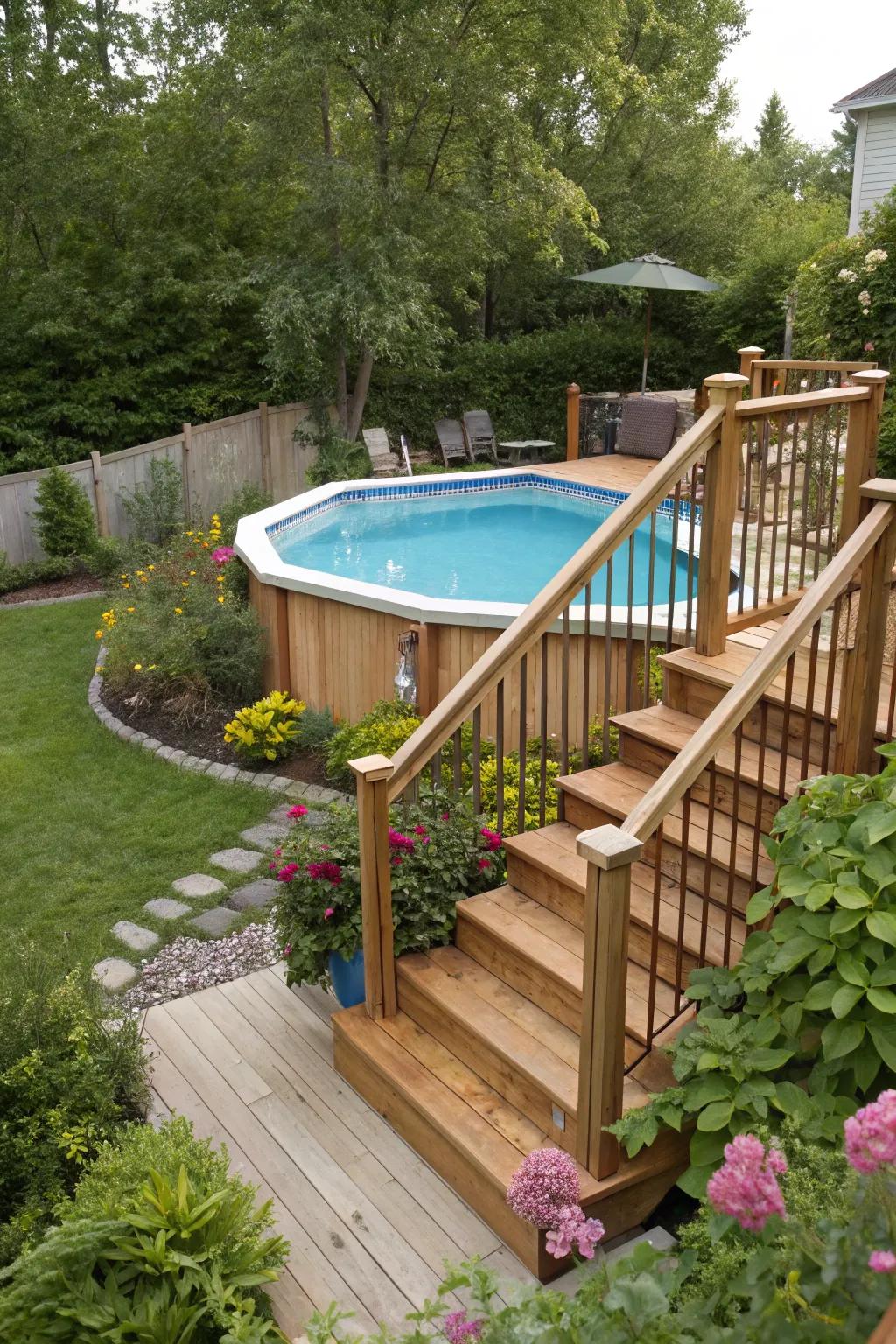 Steps and staircases contribute refinement and practicality to your pool space.