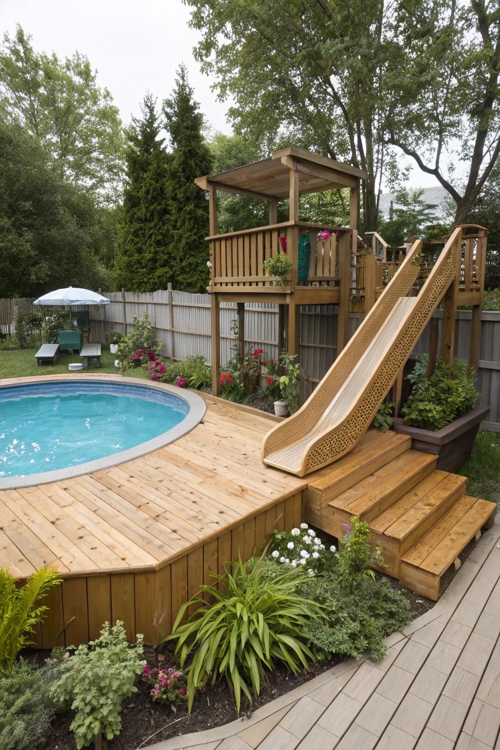 Slides integrated into the deck create a unified aesthetic.