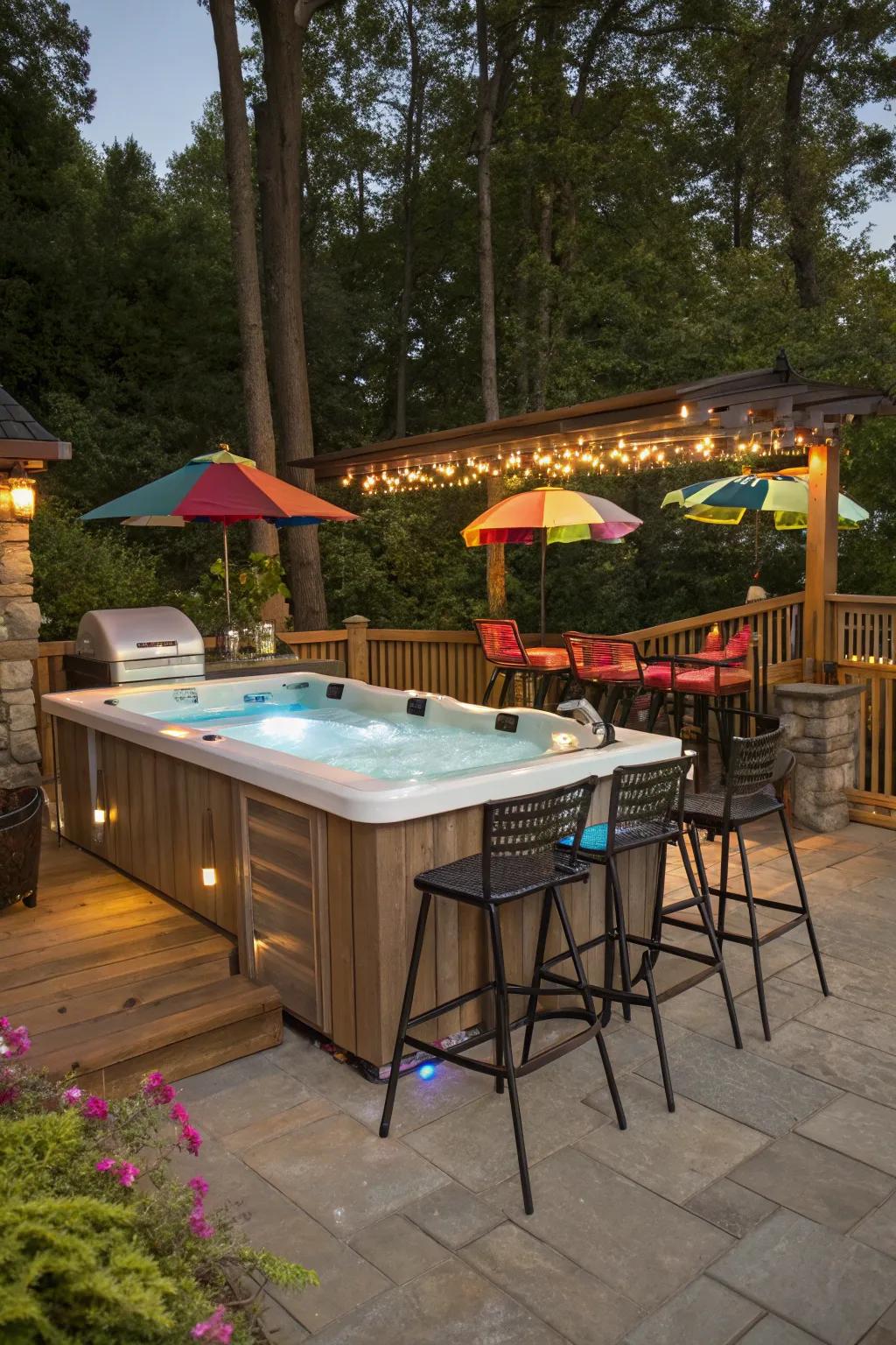 A refreshment hub heightens your backyard's amusement quotient.
