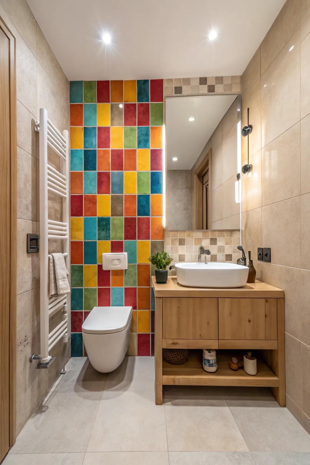 A feature partition can transform your lavatory into an artistic refuge.