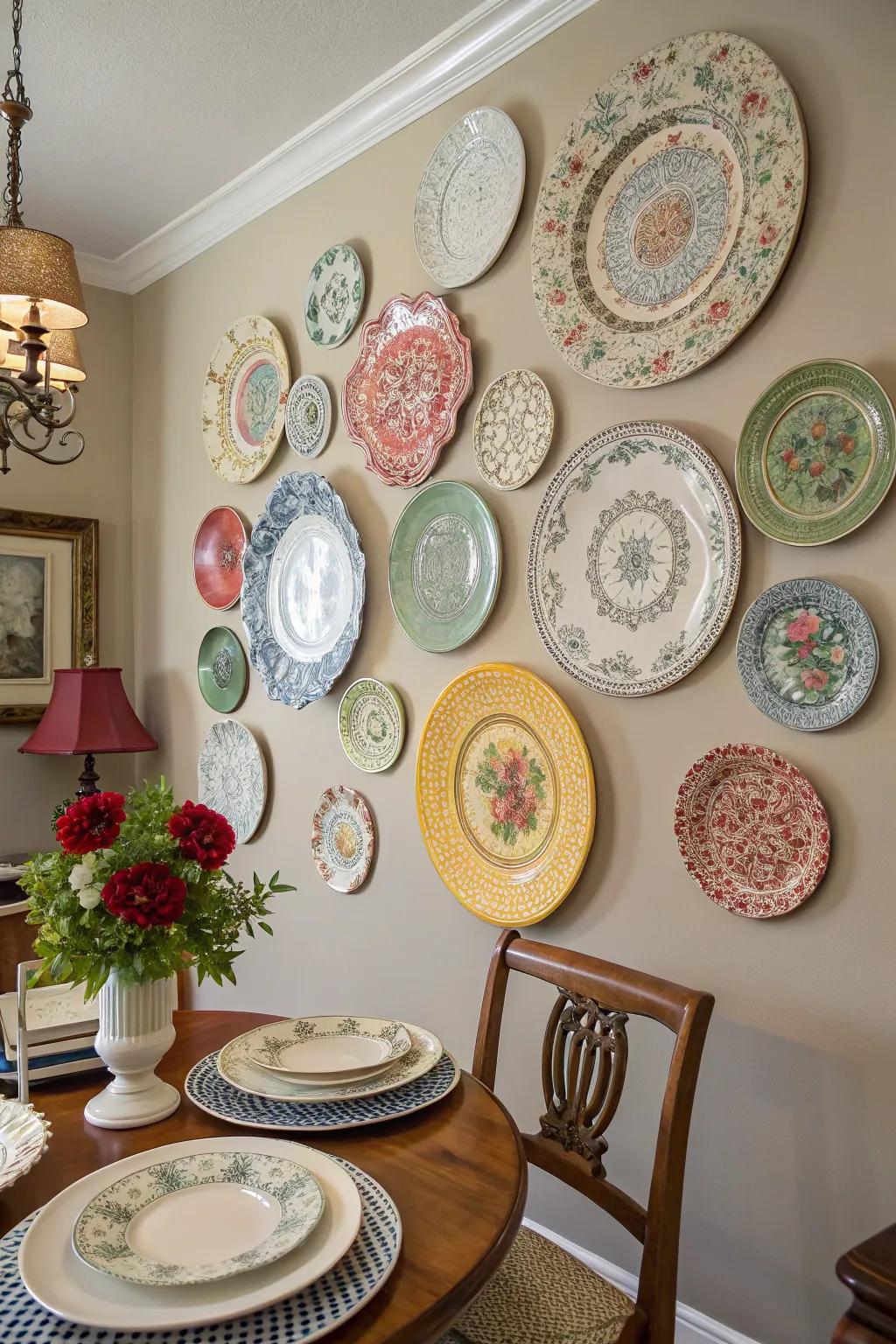 Old-fashioned ornamental dishes contribute charm to any dining location.