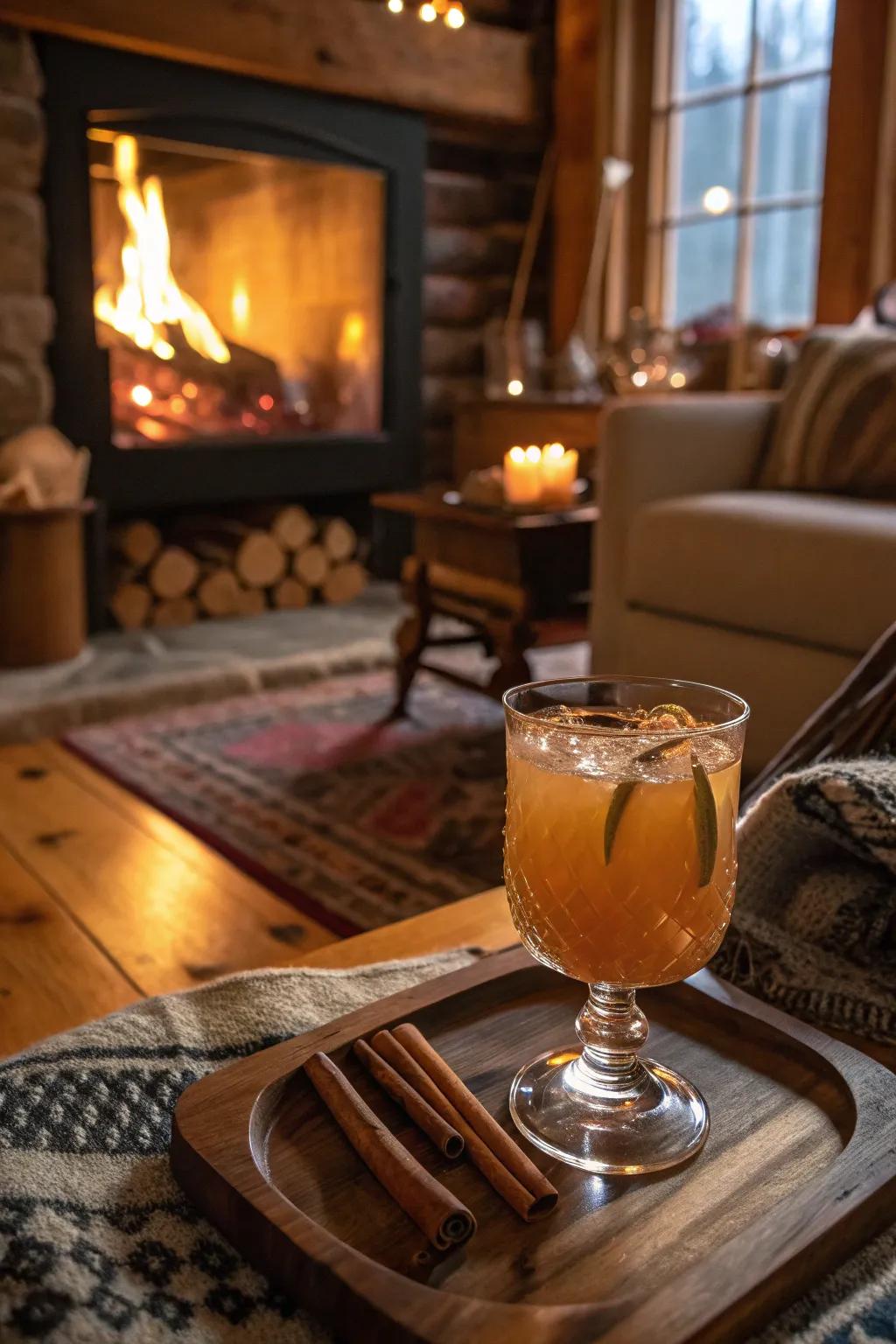 Infused spirit apple cider punch for a cozy evening.