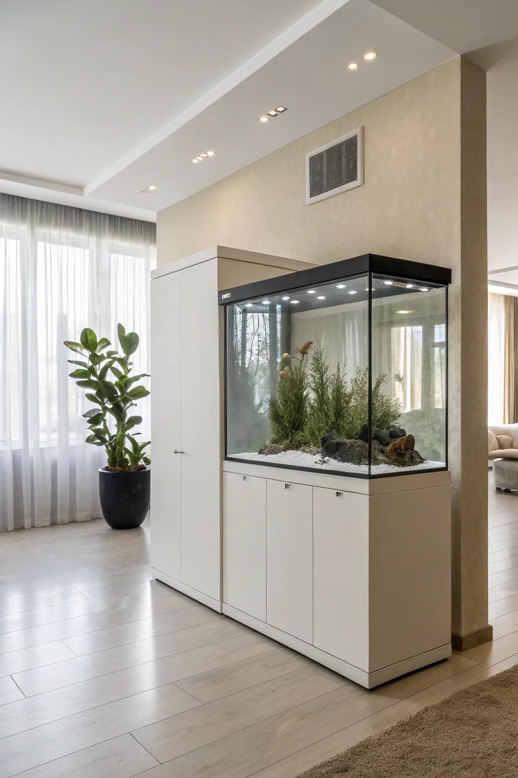 Embrace simplicity to its fullest extent through a minimalist aquarium foundation.