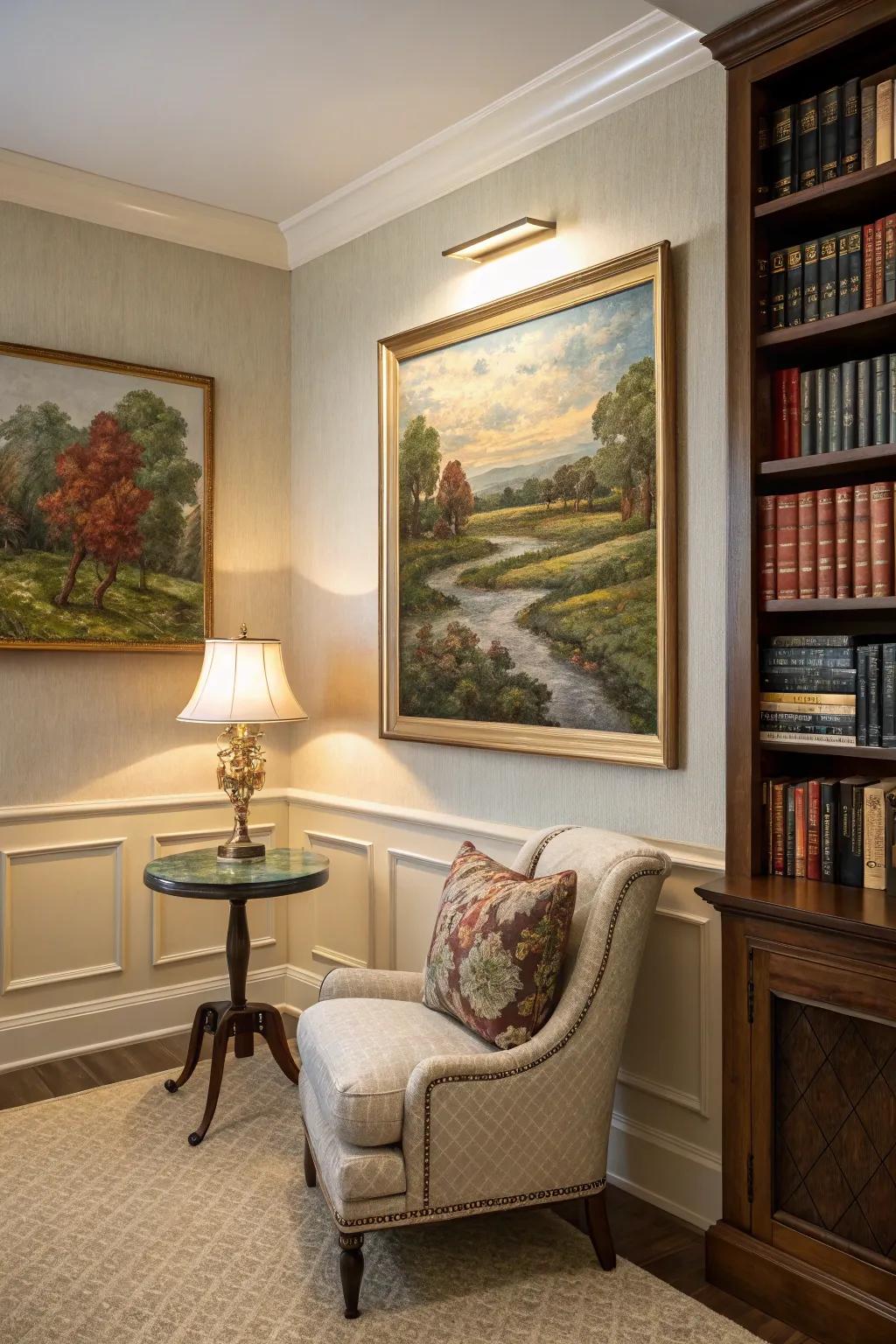 A nature view artwork utilizing the wavy path for active movement.