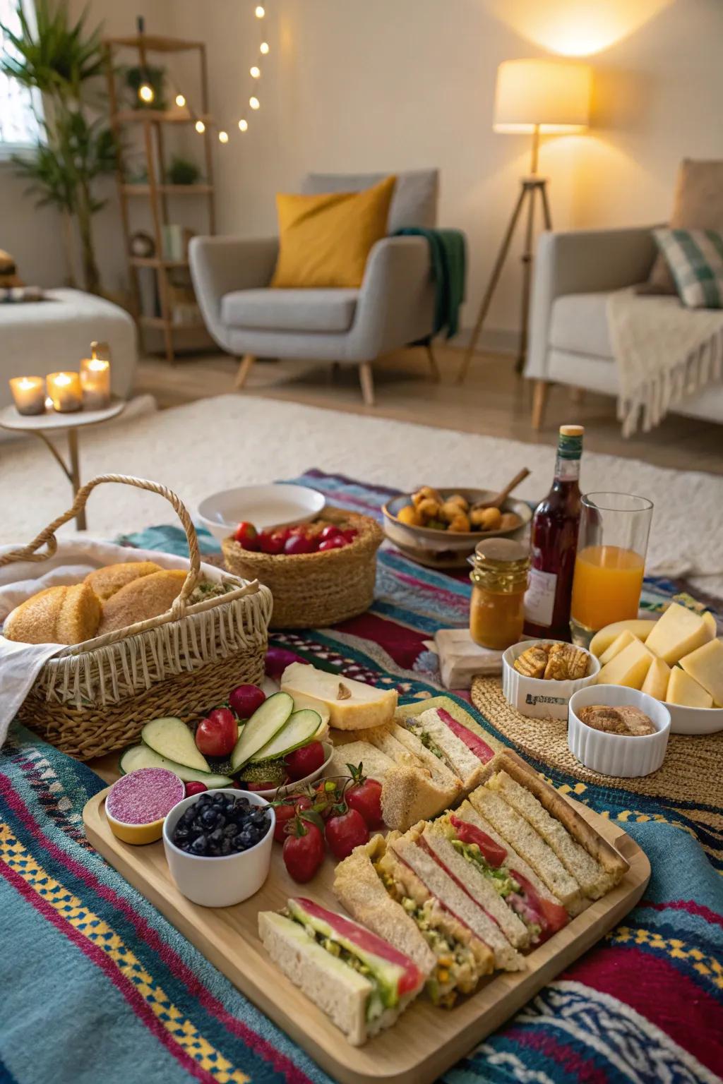Let the outdoors inspire a delightful indoor picnic.