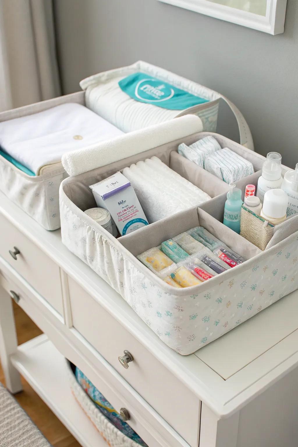 An efficient and well-organized changing station configuration.