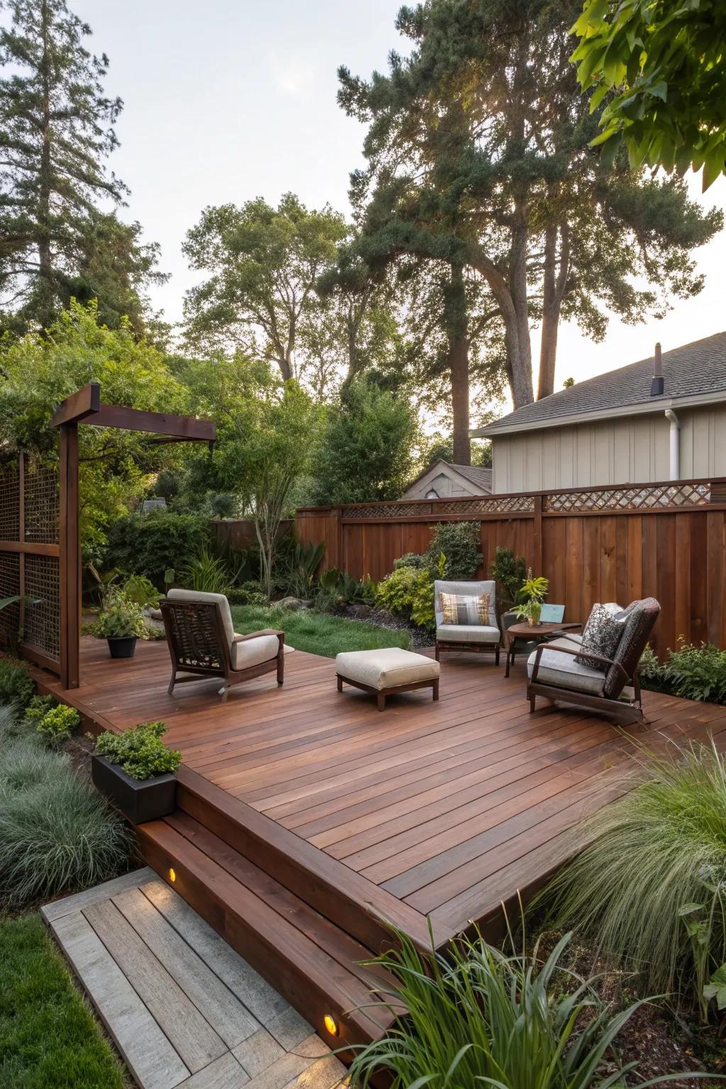 Wooden decking lends warmth and sophistication to your outdoor space.