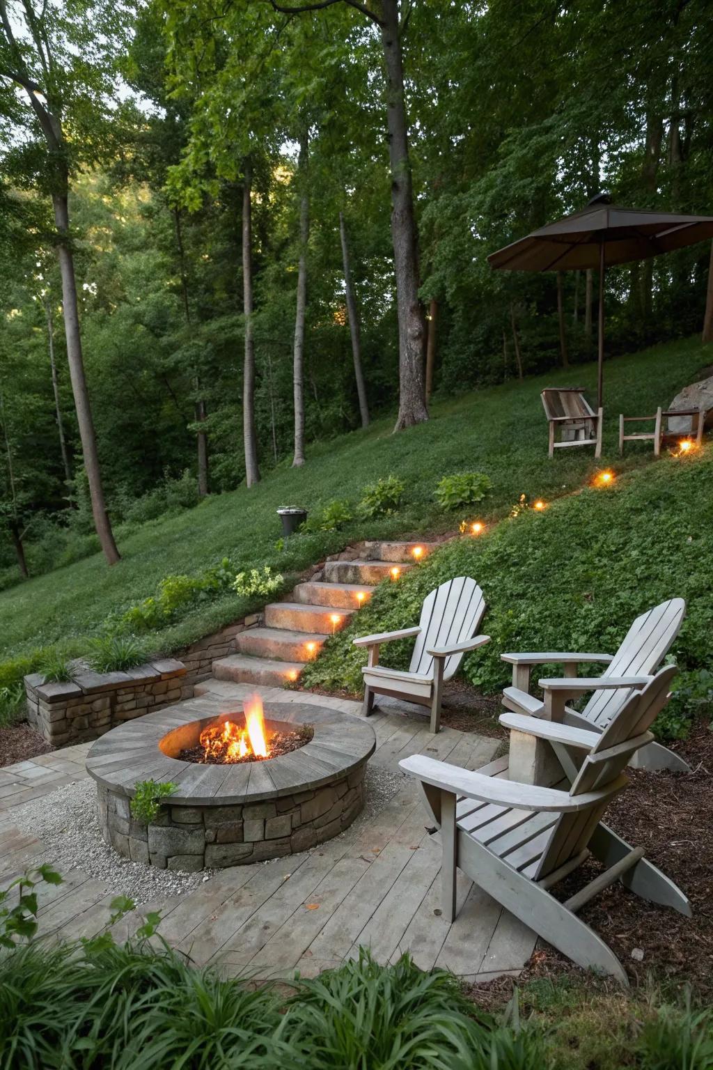 A hillside seating nook can become your ultimate outdoor escape.