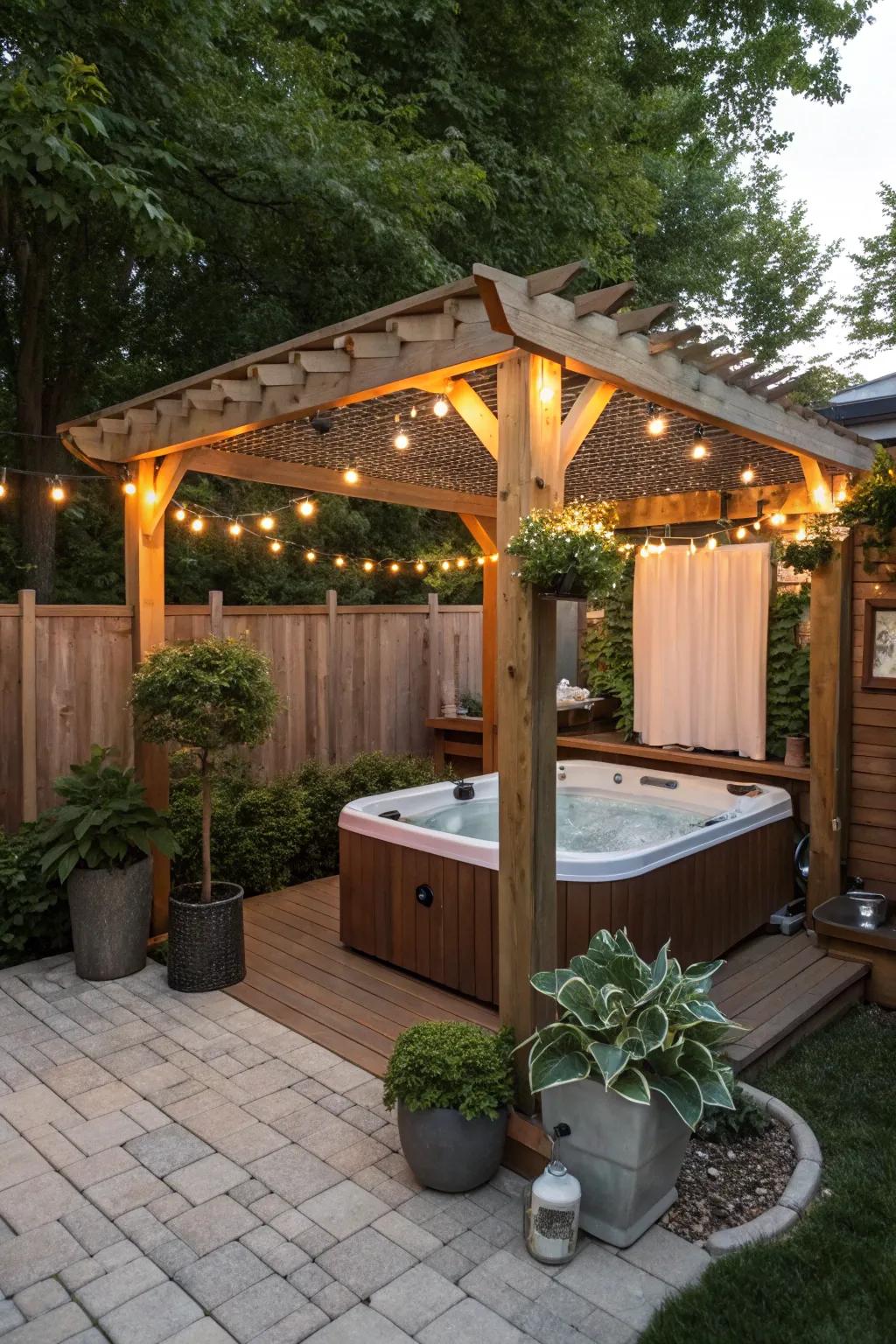 A timber frame grants both isolation and a chic setting for your spa.