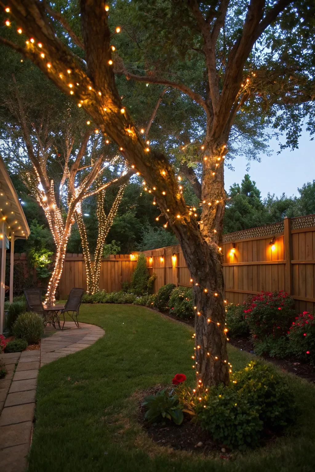 Tree lighting highlights the natural beauty of your backyard.
