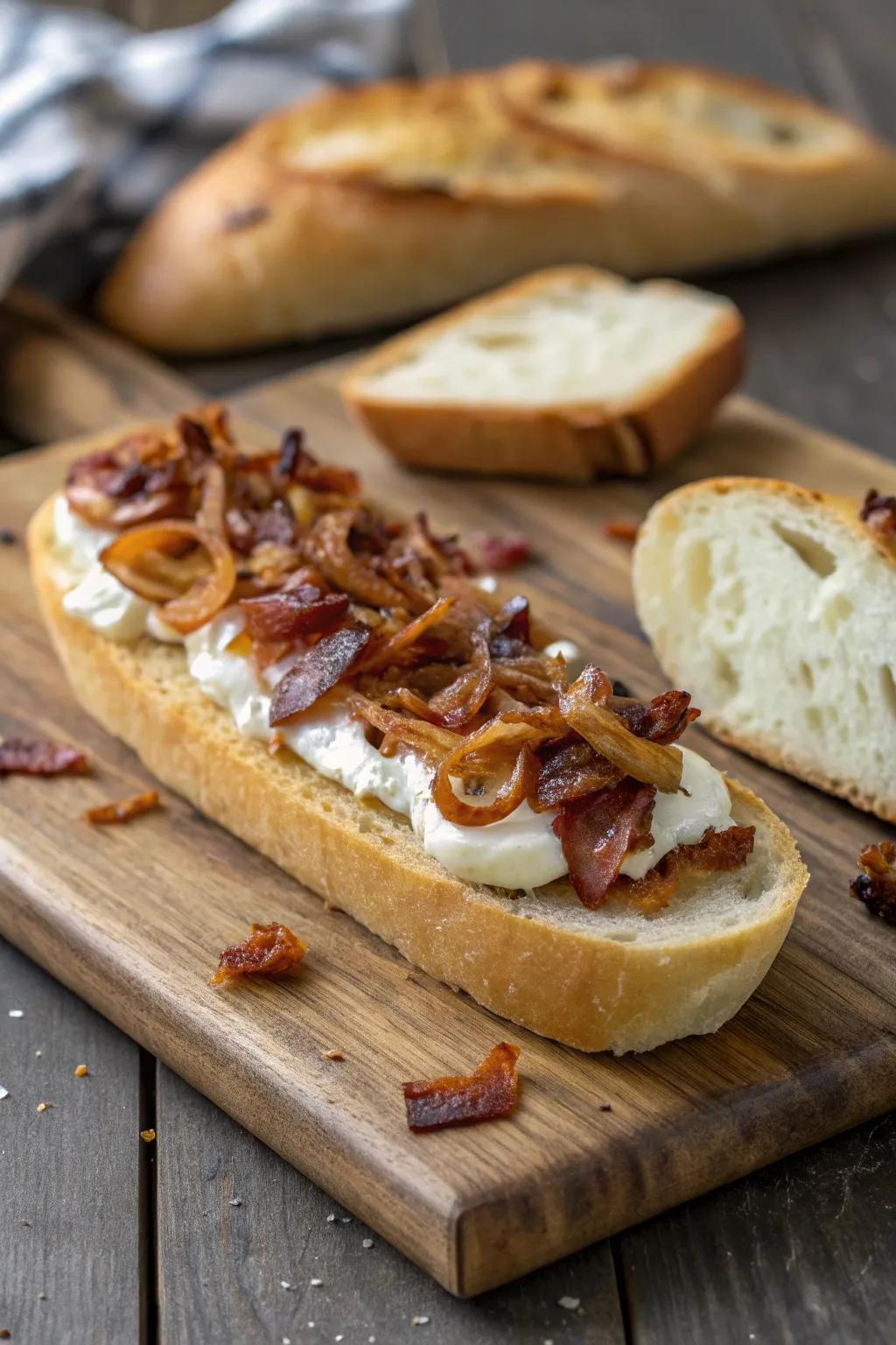 Flammkuchen Baguette: a flavorful delicacy echoing classic Alsatian influences.