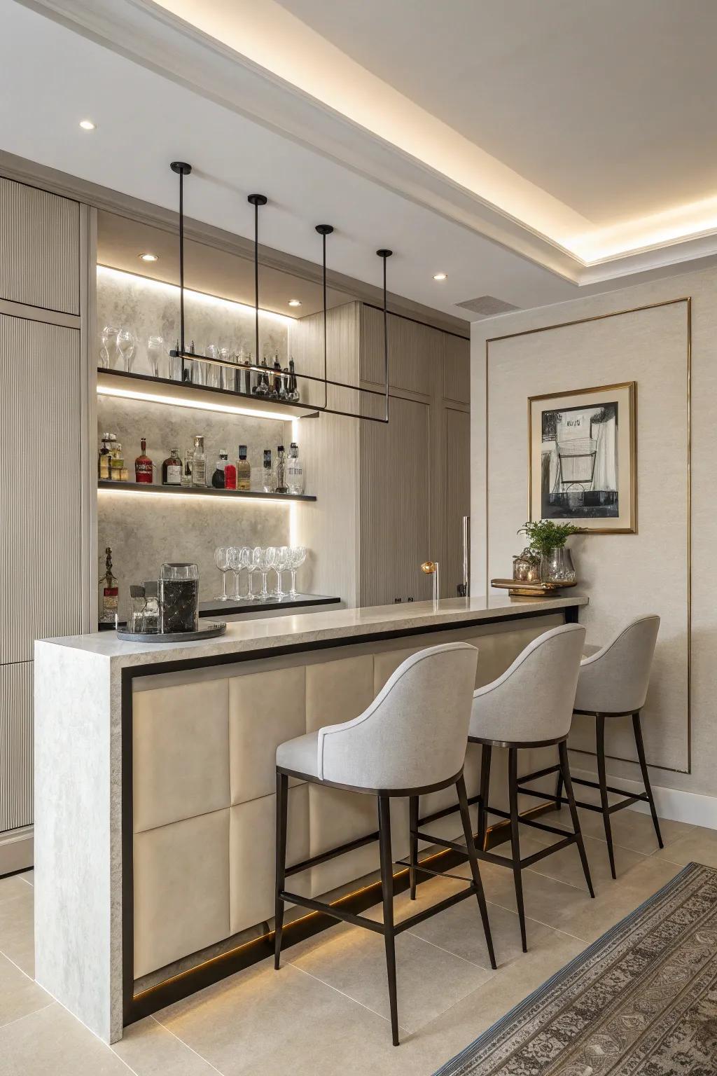 Modern minimalist panels provide a clean and spacious ambiance.