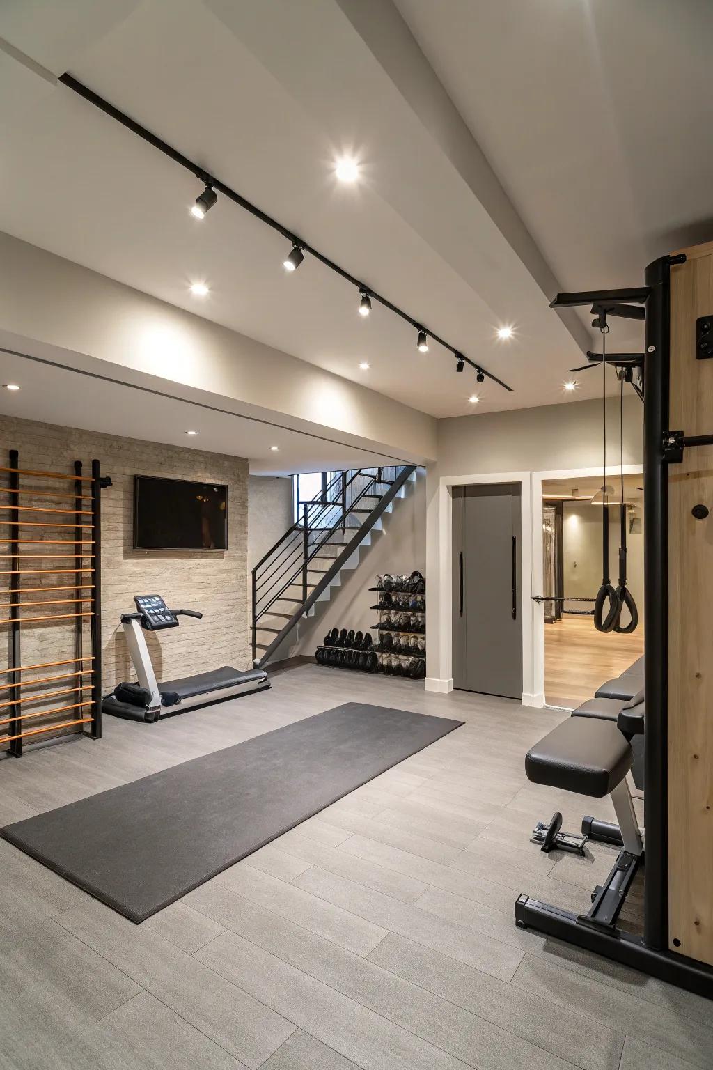 Modern design can lift the atmosphere of your workout area.