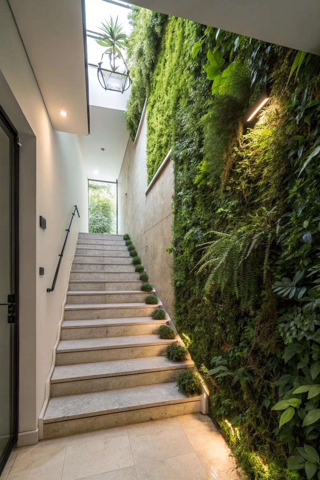 Your basement steps can be transformed into a verdant retreat with a vertical garden.