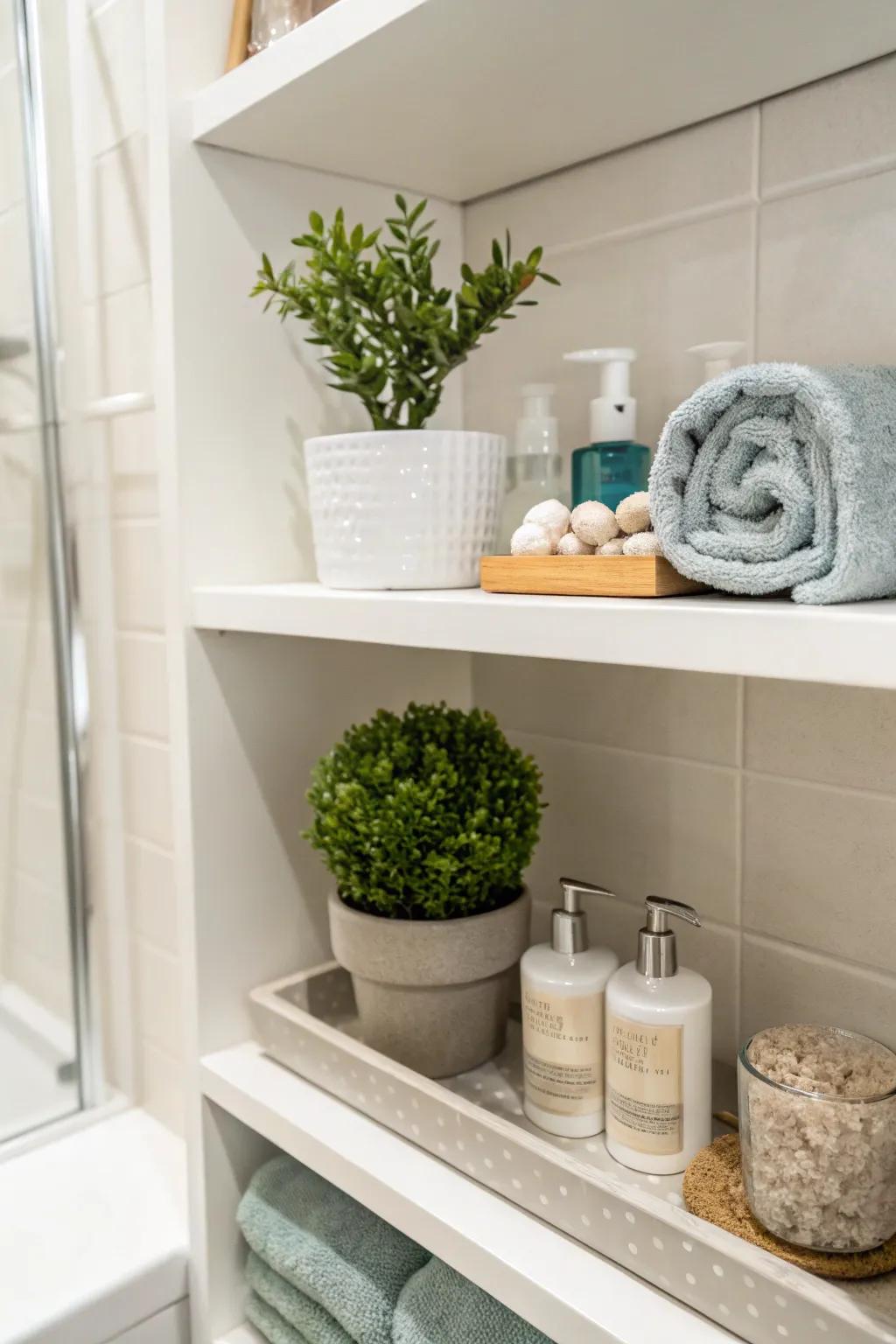Botanical elements breathe life into bathroom settings.