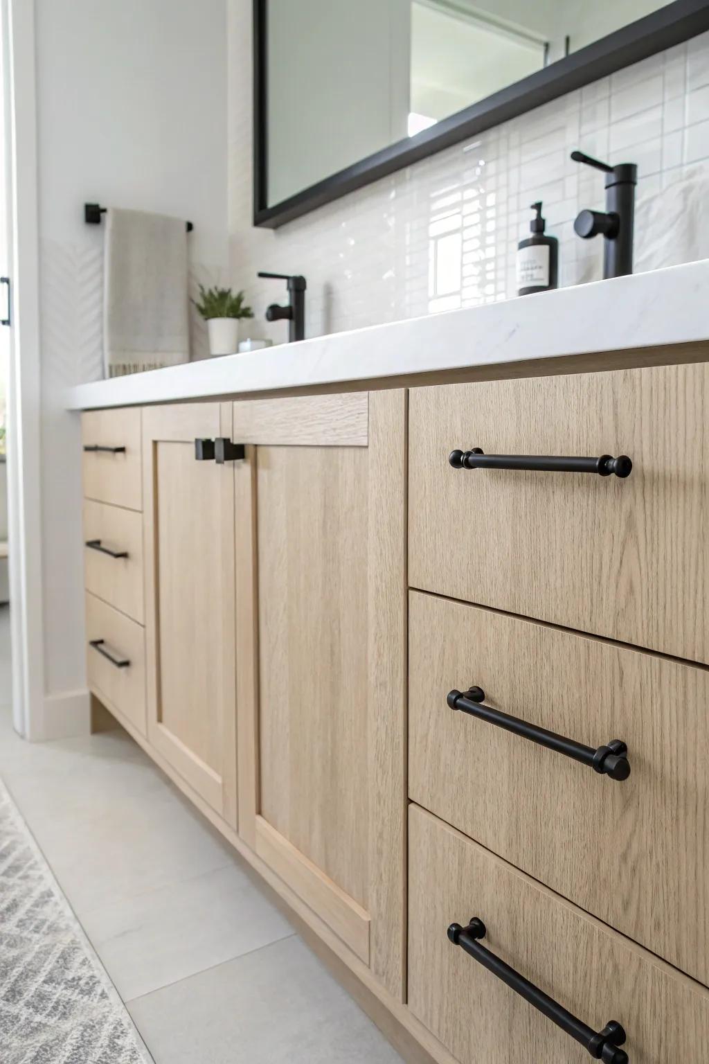 Dark bar handles add a crisp, modern touch.