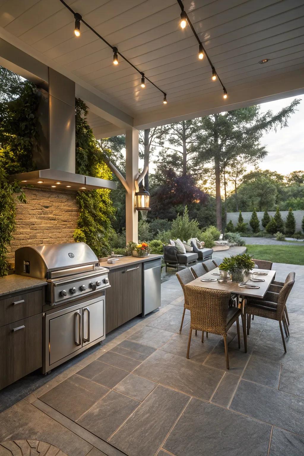 An outdoor kitchen adds ease and flair to your BBQ patio.