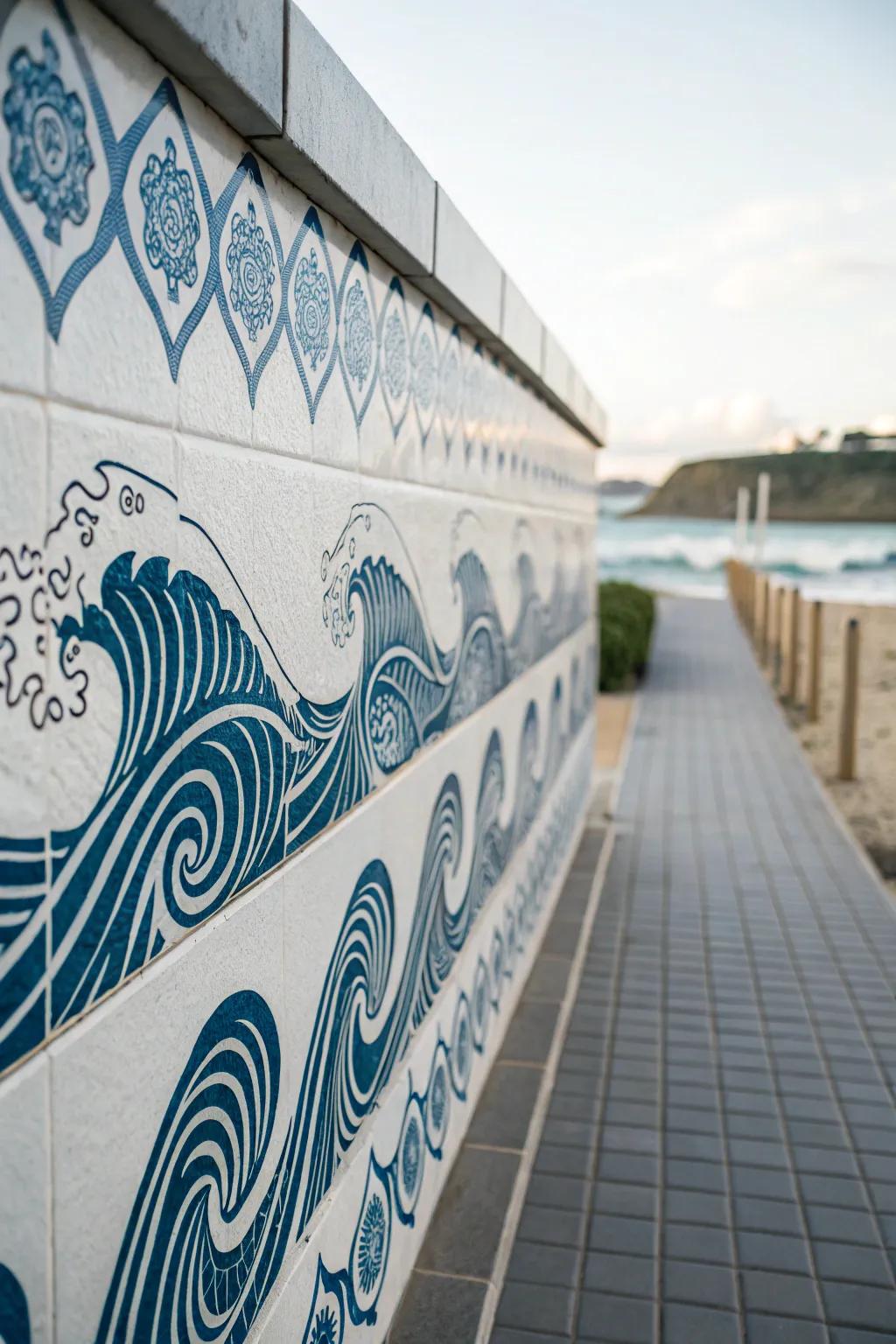Embody the essence of the ocean with dynamic wave motifs.