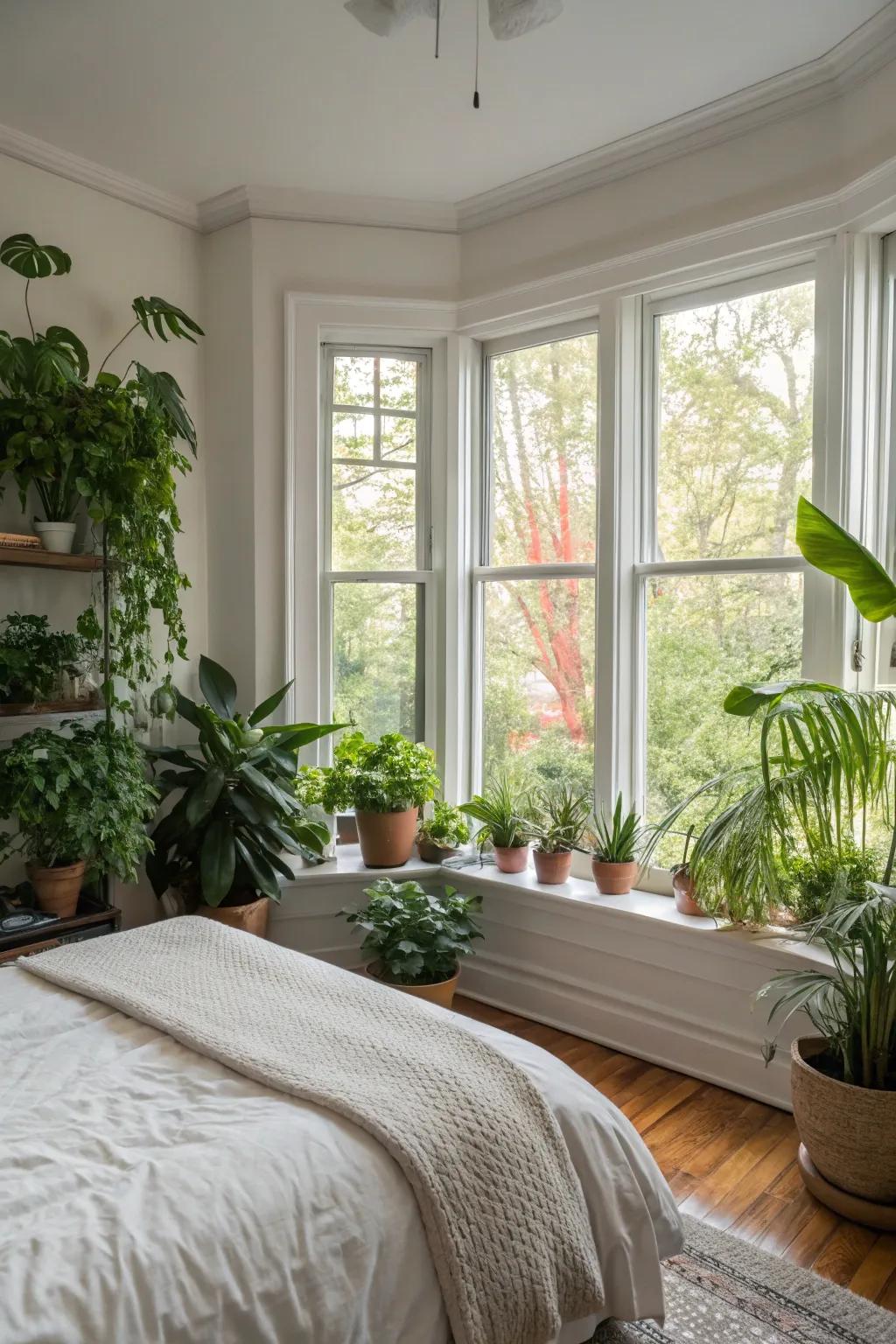 Turn your bay window into a miniature garden, celebrating nature’s allure.
