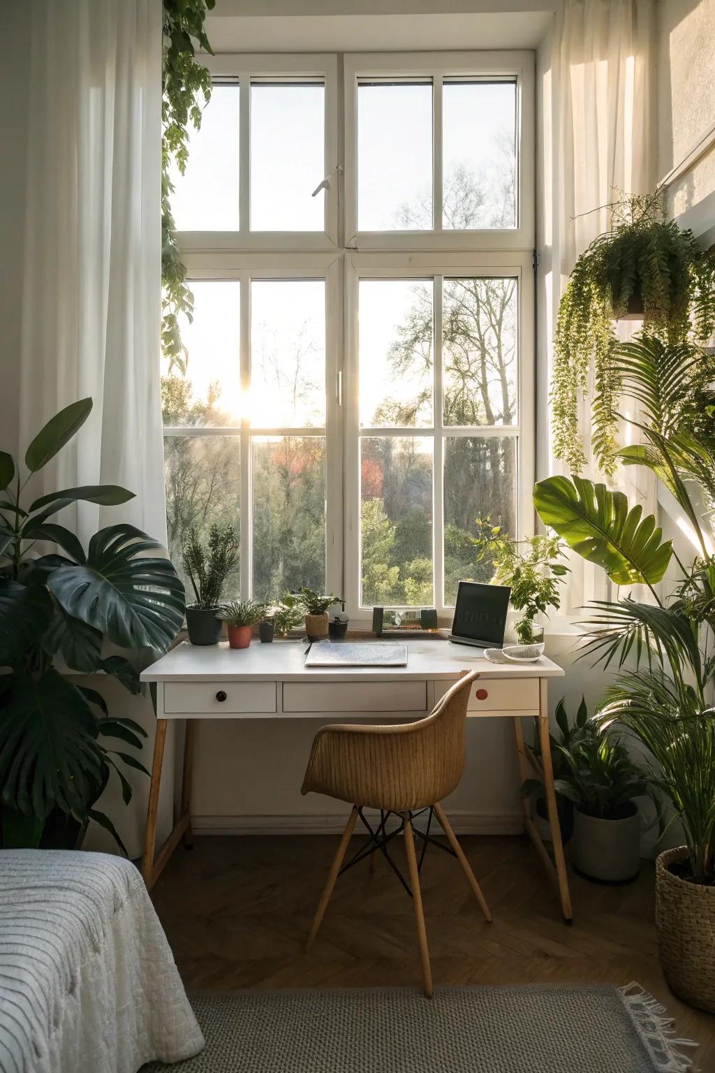 Use natural light to create an uplifting workspace.