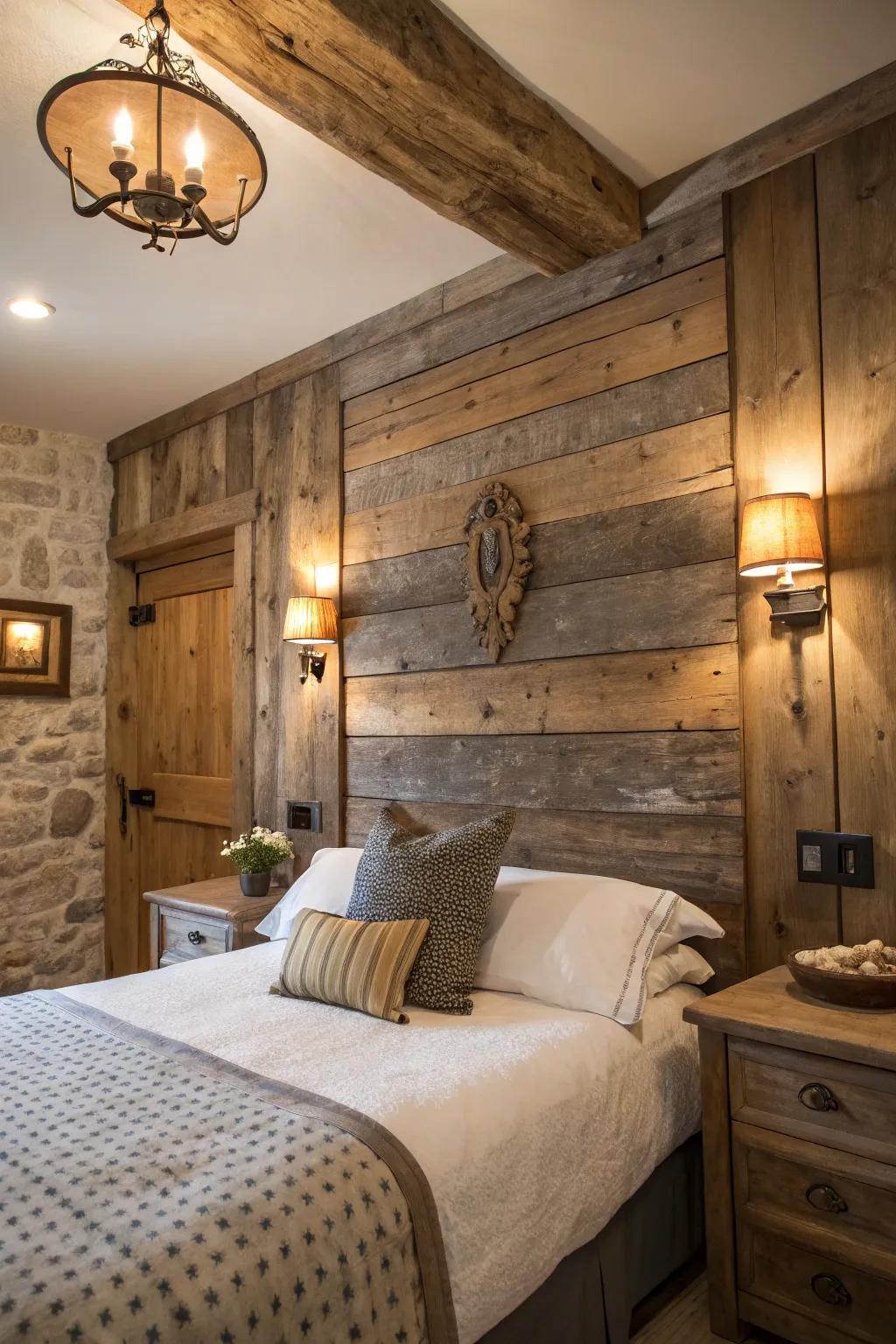 Timber wall lights introduce rustic appeal to your bedroom.