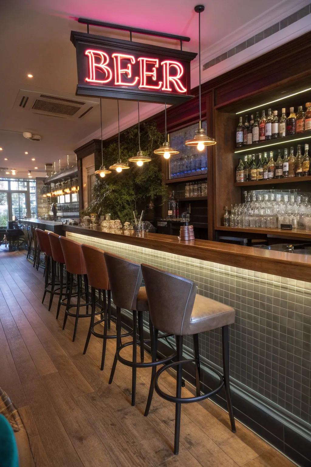 A glowing brewery emblem delivers dynamic energy to your space.