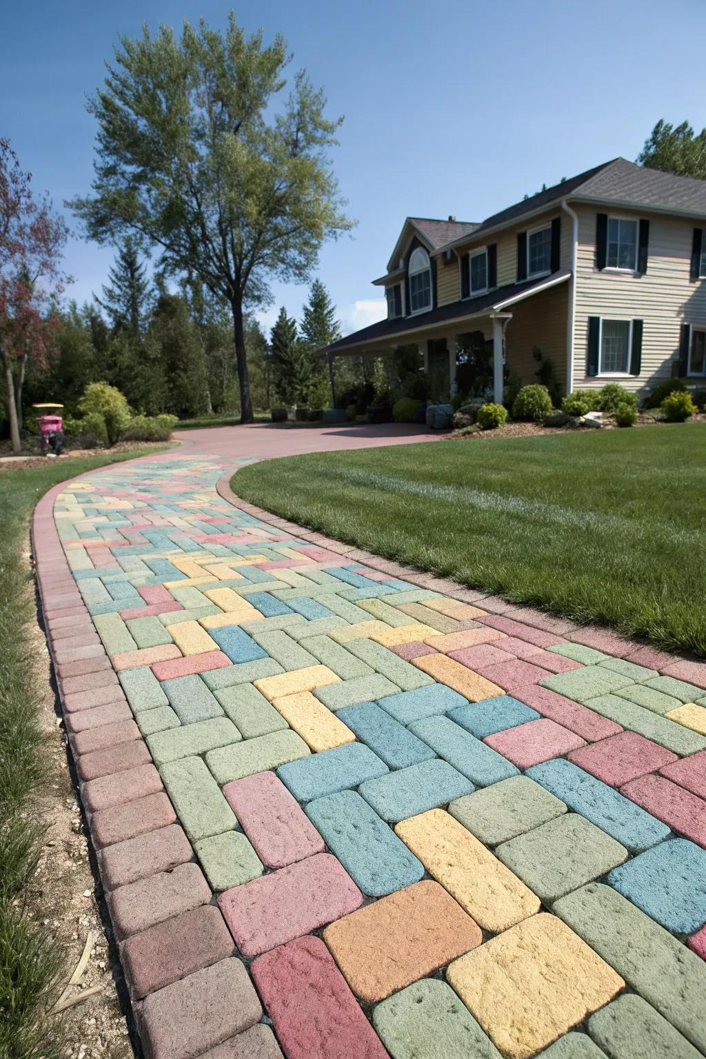 A sharp path improved with vibrant high-grip stones for greater protection and aesthetics.