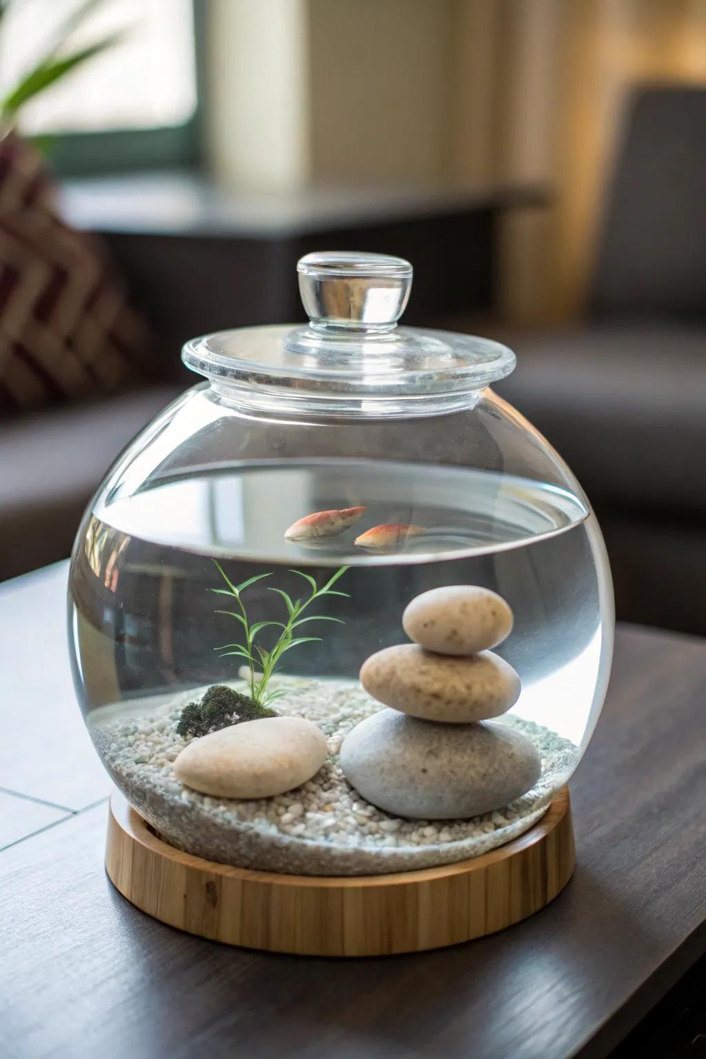 A contemplative-inspired betta habitat for a serene dwelling vibe.