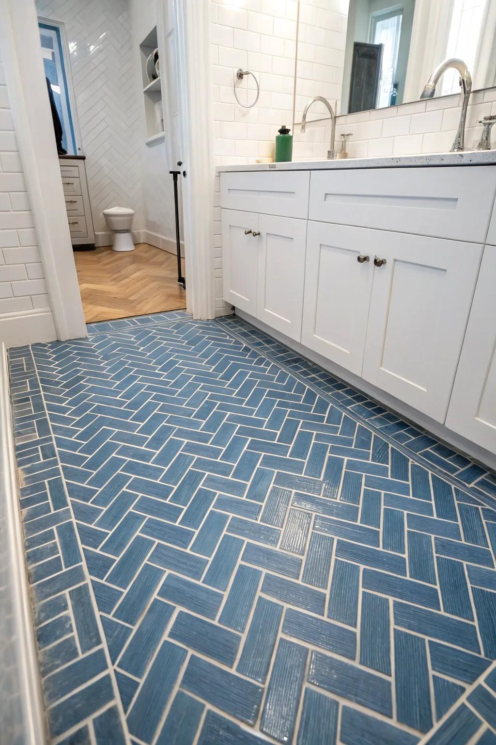 Herringbone styles provide a dash of elegance to every restroom.