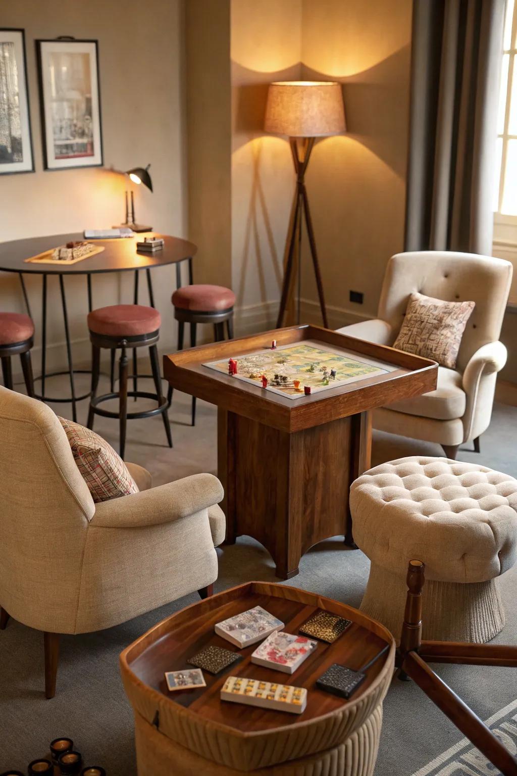Comfortable seating selections ensure everyone can participate in the game with style.