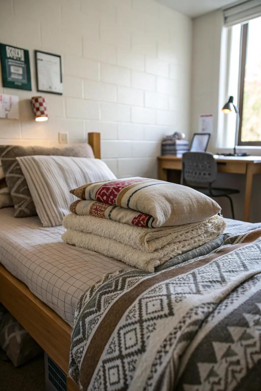 Layered textures establish a welcoming boho atmosphere