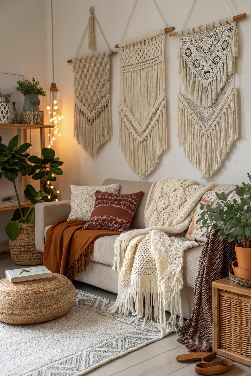 Superimposed textures enrich any bohemian space.