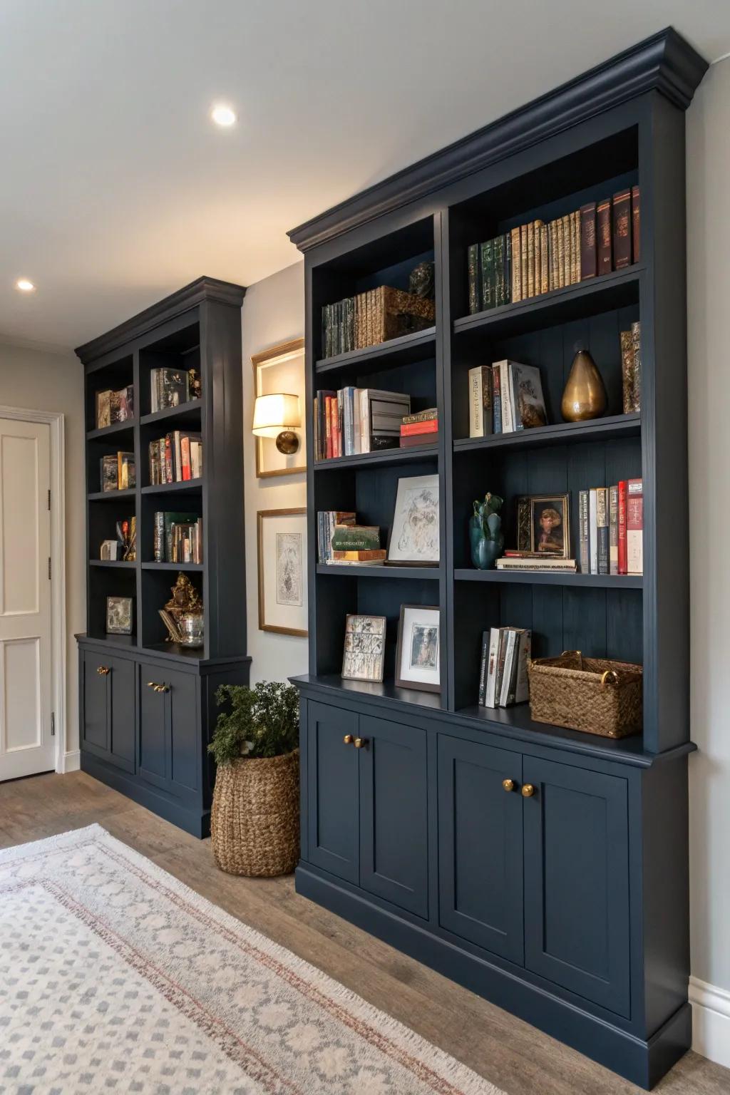 Bold tones introduce theatrical flair and richness to your book displays.