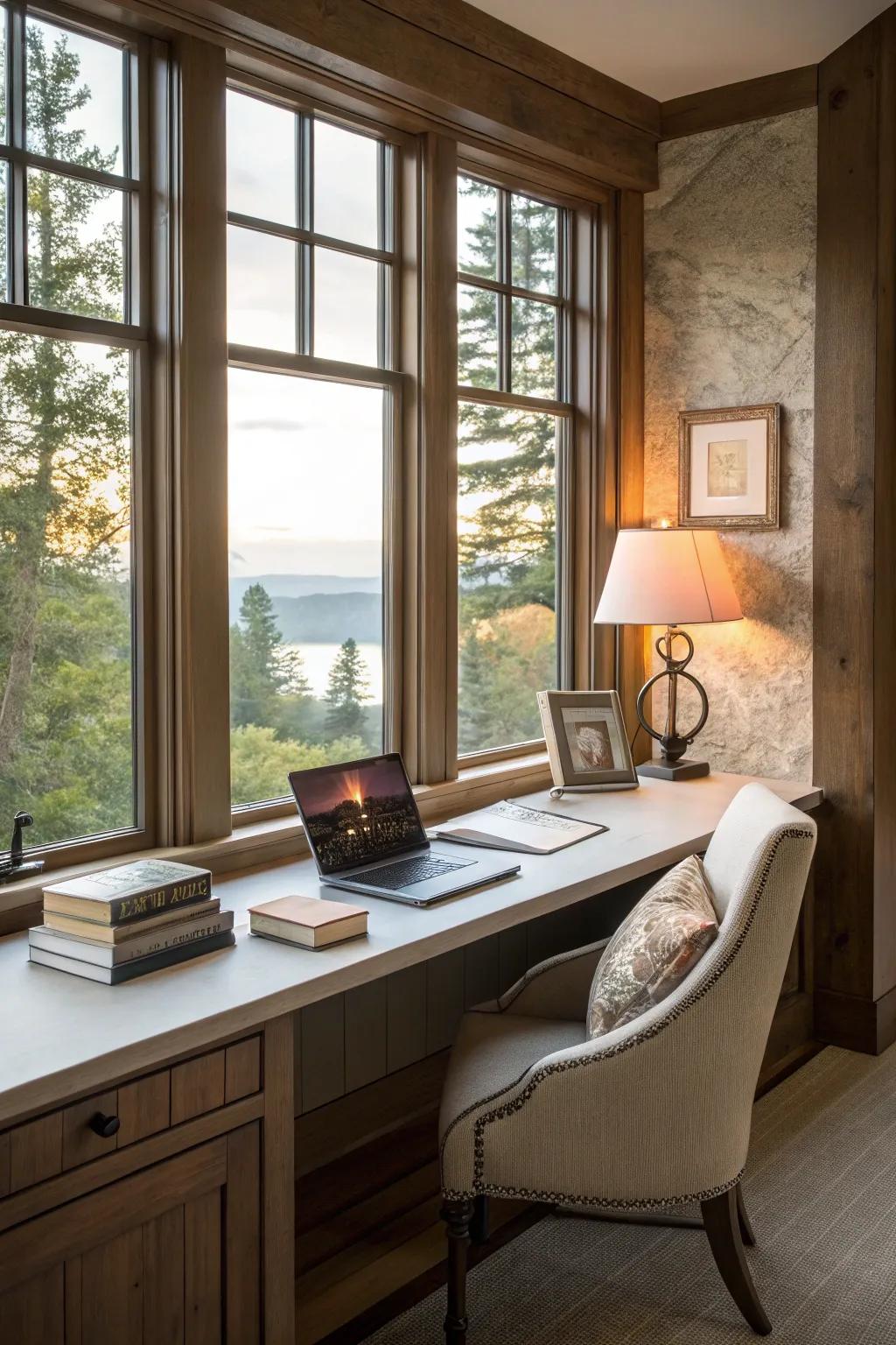 A tranquil workspace beneath a window, ideal for getting inspired.