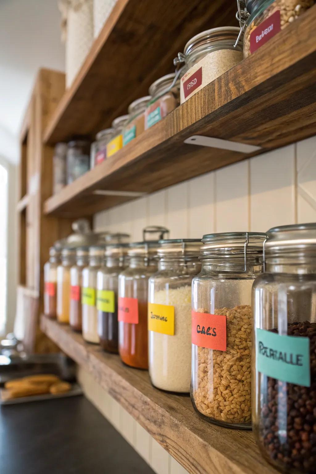 Labeled containers guarantee the correct ingredients are selected each time.