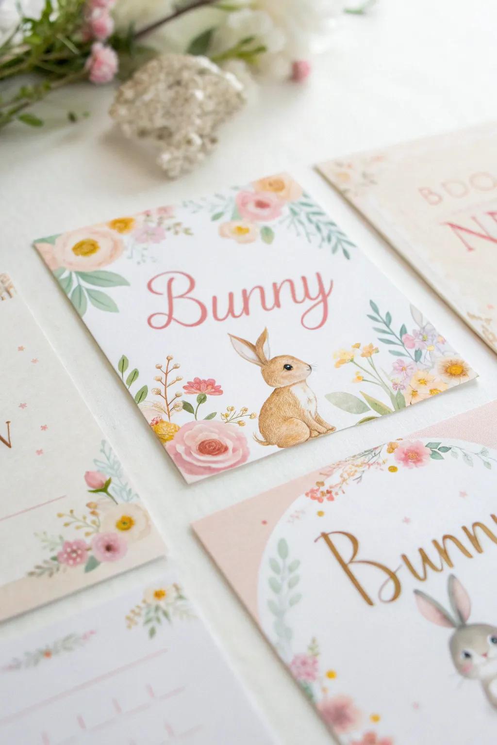 Appealing rabbit-concept invitations to establish the tone for the celebration.