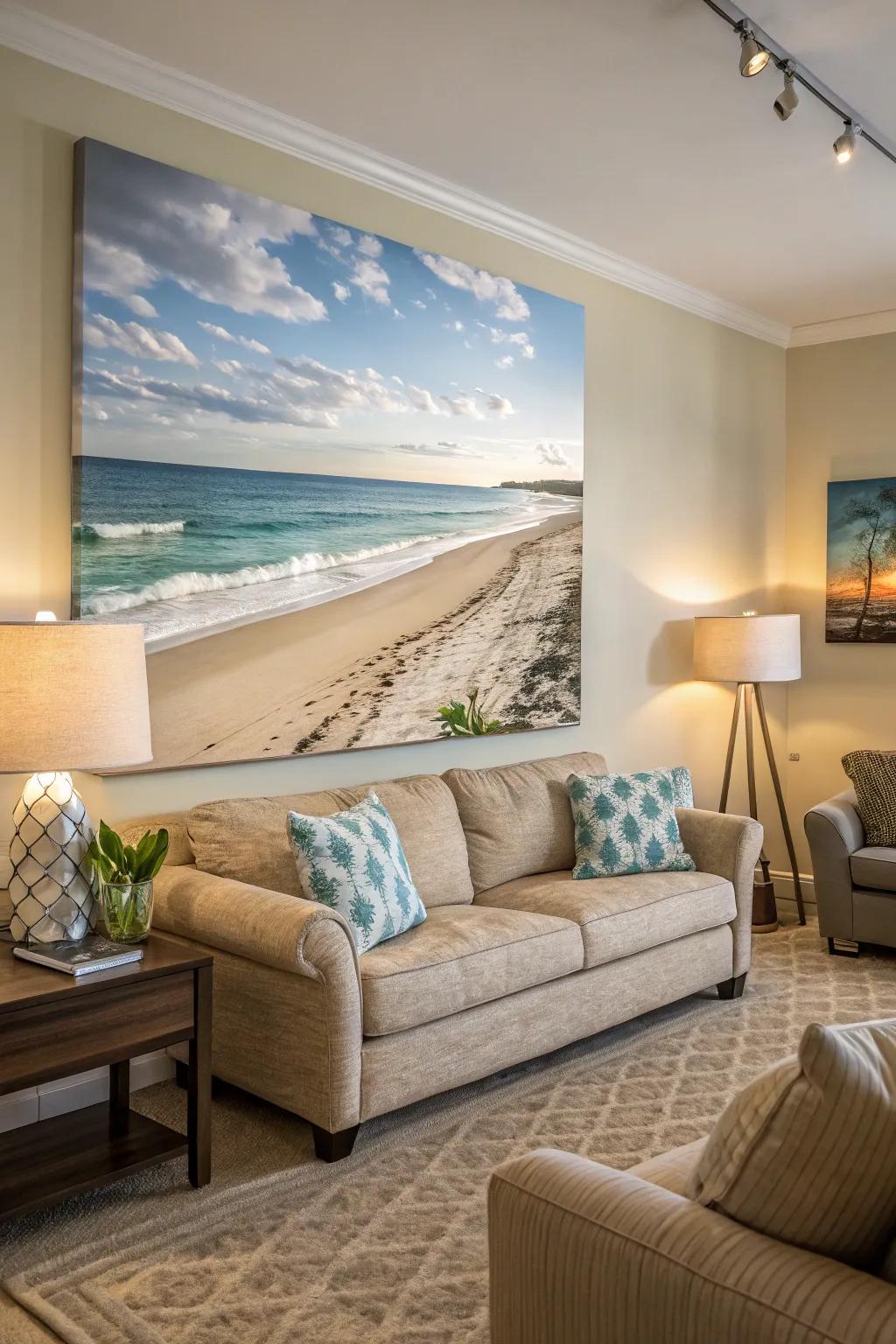 Nature-inspired art enhances a peaceful atmosphere.