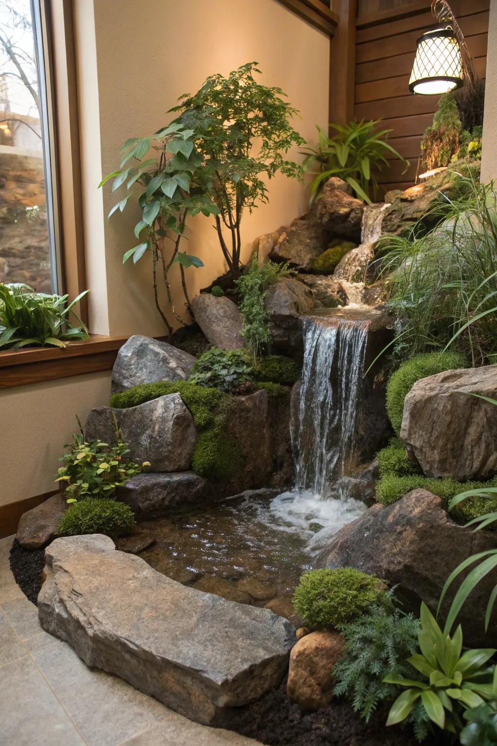 An interior cascade enhances serenity.