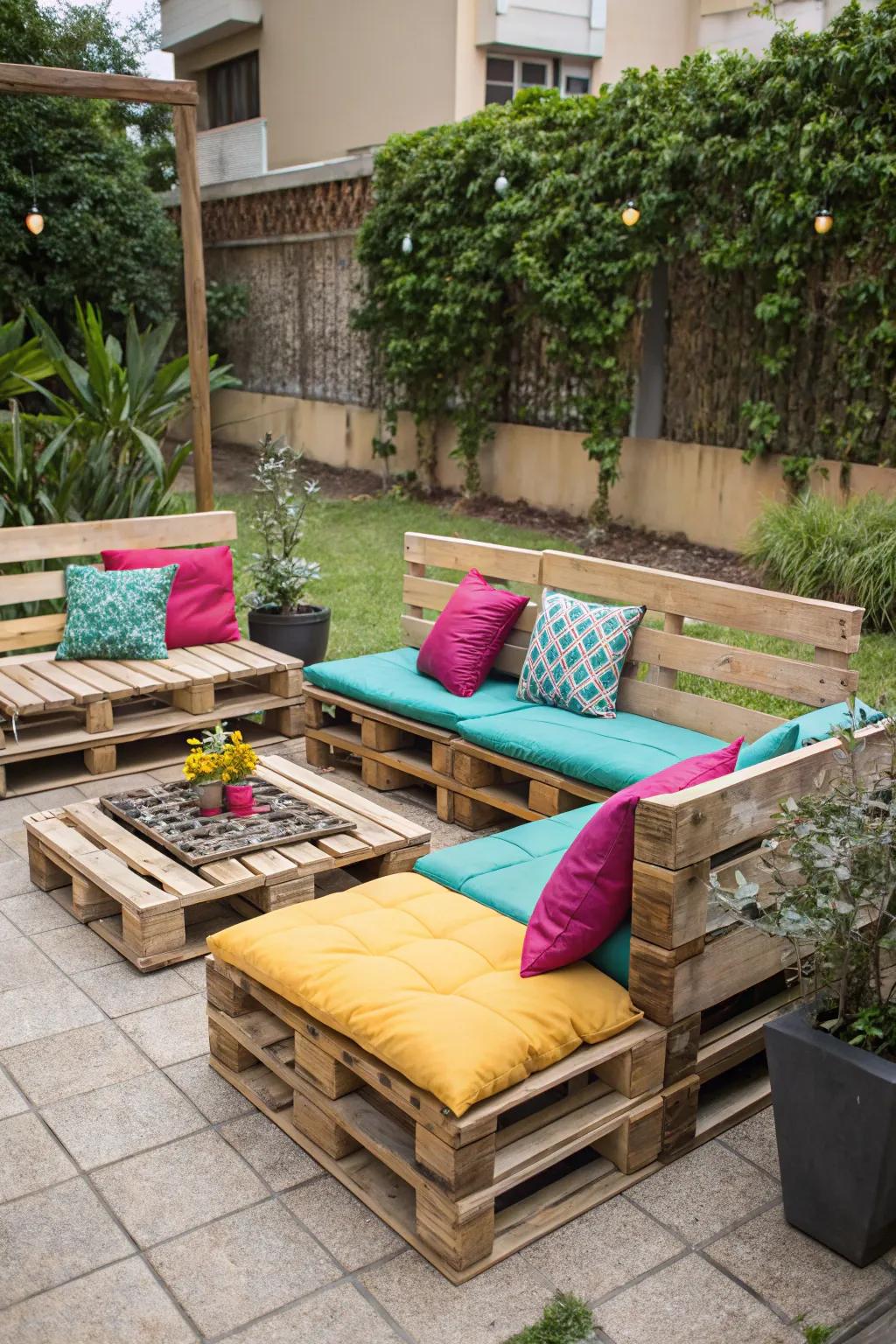 Recycled lumber skids can be turned into elegant benches.