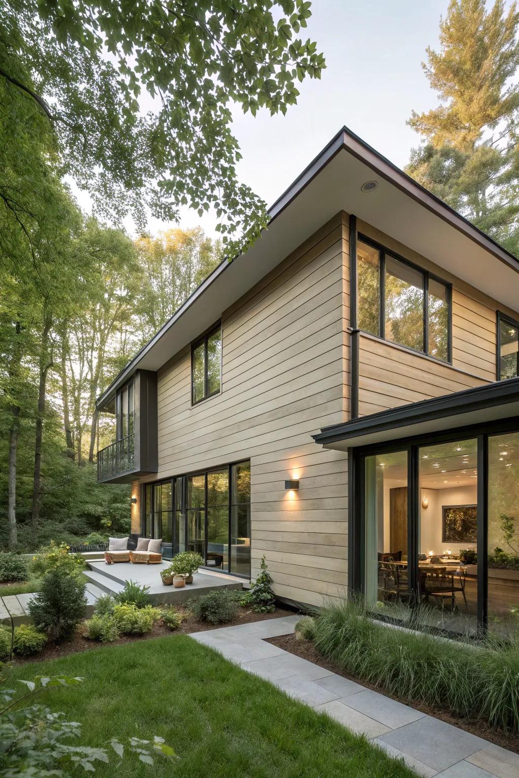 Fiber cement siding provides a wood-like appearance at a fraction of the cost.