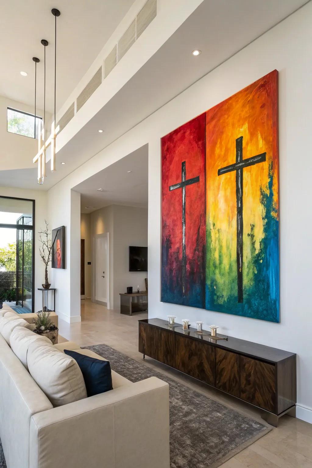 Conceptual art featuring a spiritual influence lends sophisticated beauty to your decor.